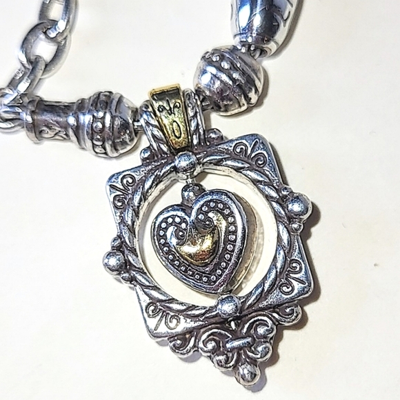 BRIGHTON SPINNING HEART CHARM BRACELET - TWO-TONE - RETIRED DESIGN - Picture 4 of 9
